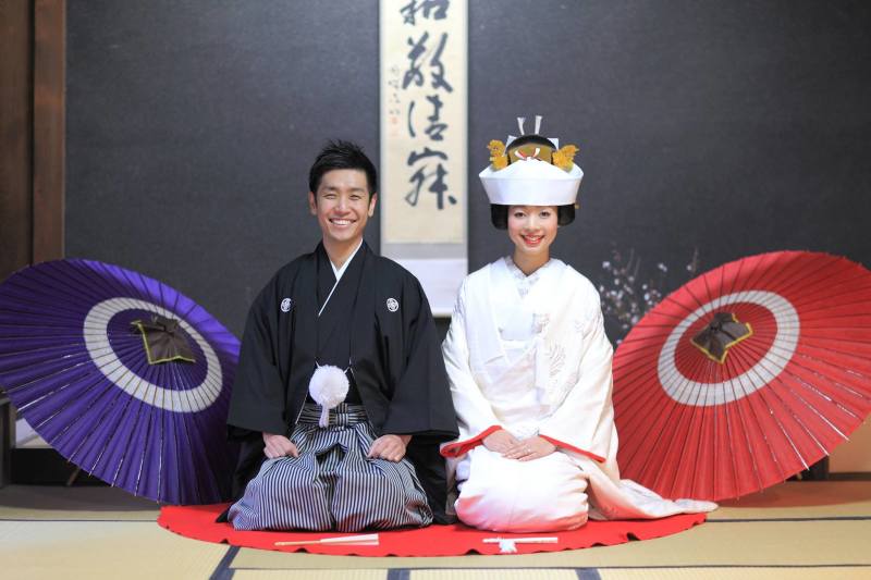 和室庭園白無垢フォト