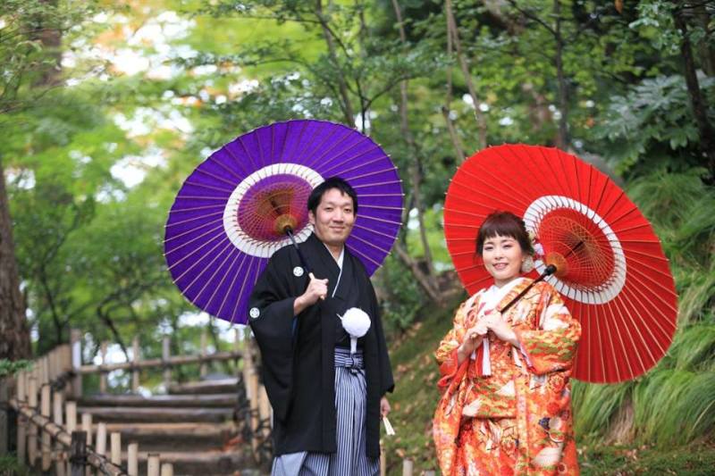 番傘をお持ちいただいて