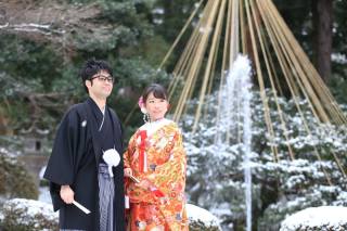 冬期・兼六園和装ロケーションフォト