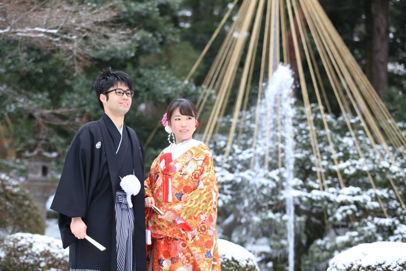 冬期・兼六園和装ロケーションフォト