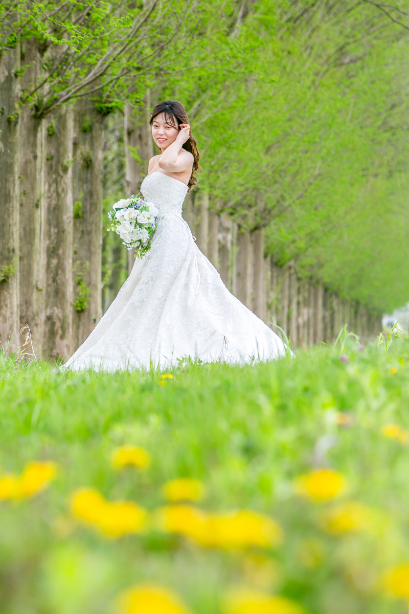 お花畑の並木道