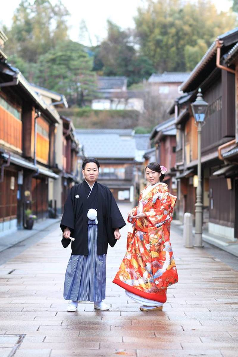 ひがし茶屋街メイン通りにて