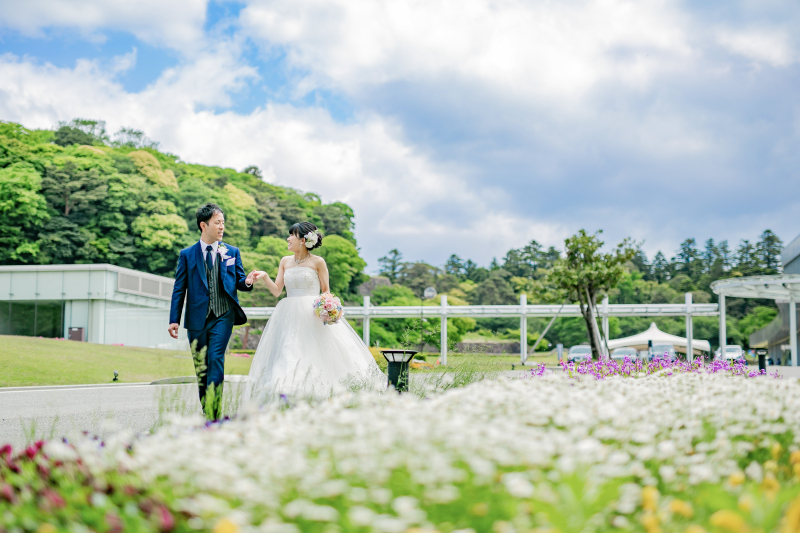 一面のお花畑で