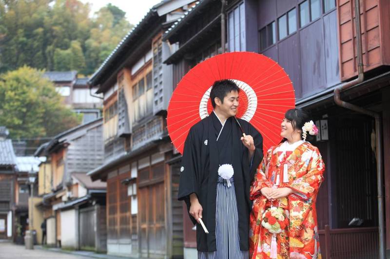 ひがし茶屋街メインストリートにて