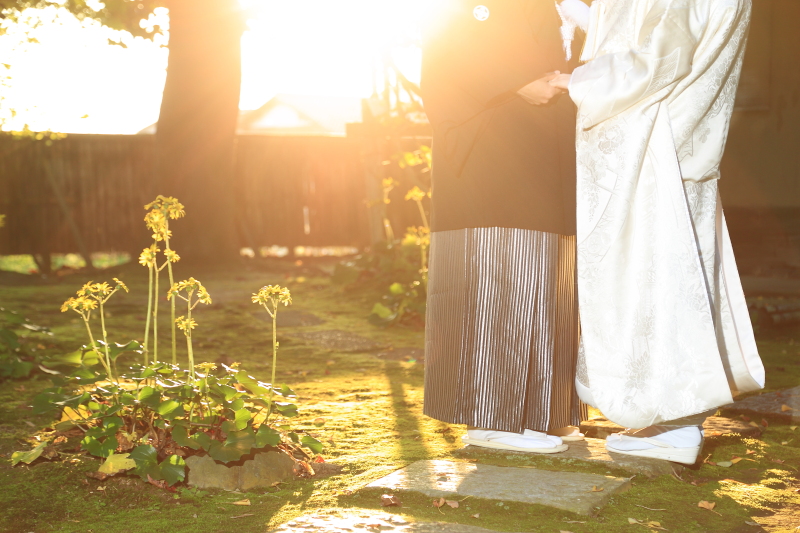 夕焼けに照らされて