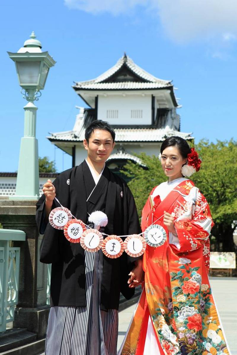 笑顔なお二人♪　兼六園ロケーションフォト！