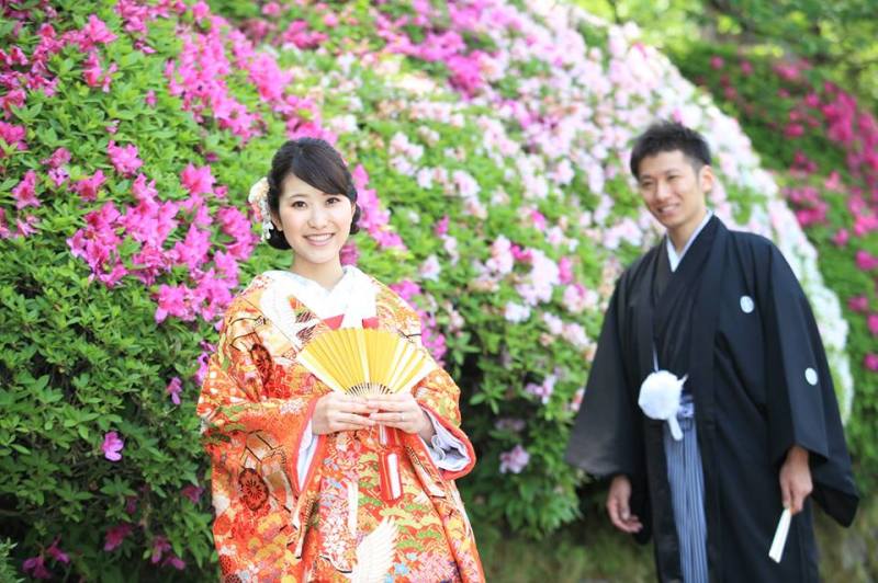 ツツジ・カキツバタ和装ロケーションフォト・５月