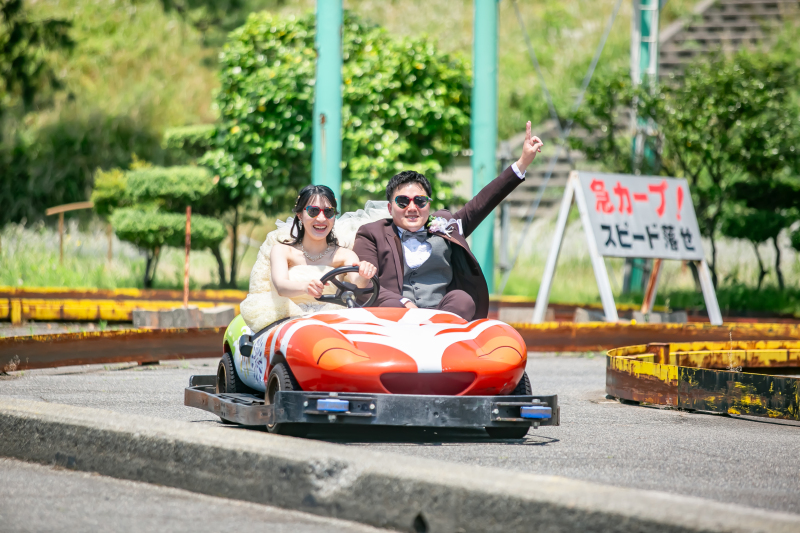 遊園地ロケーションフォト! ドレス・タキシード・美容・撮影申請料・撮影全カットデータ200枚付!現地までのお車での送迎も込み♪