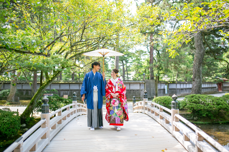 兼六園+ひがし茶屋街　白無垢・色打掛の2着も着られるパーフェクトプラン！雨天時も安心の延期無料対応♪