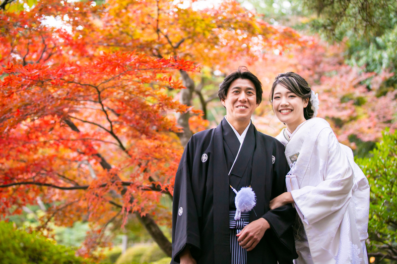 紅葉をバックに♪