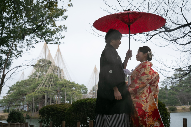 番傘を使って…