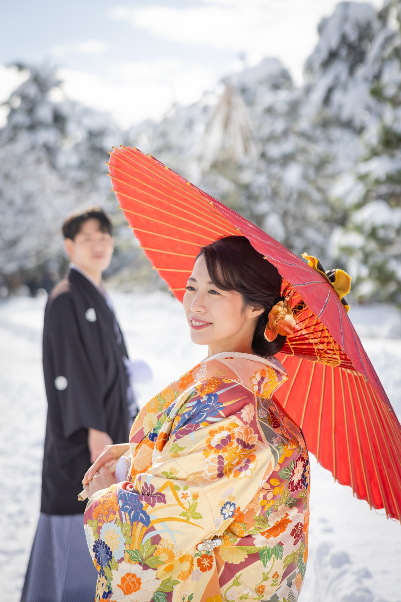 赤の番傘×色打掛