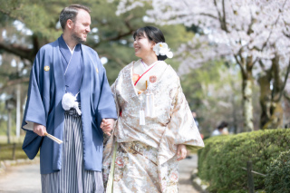 桜時期に兼六園でロケーション撮影♪