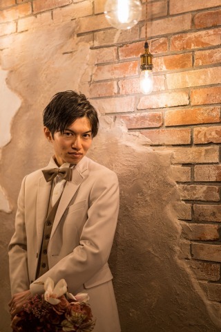 タキシード　ベージュ(ブラウンベスト)