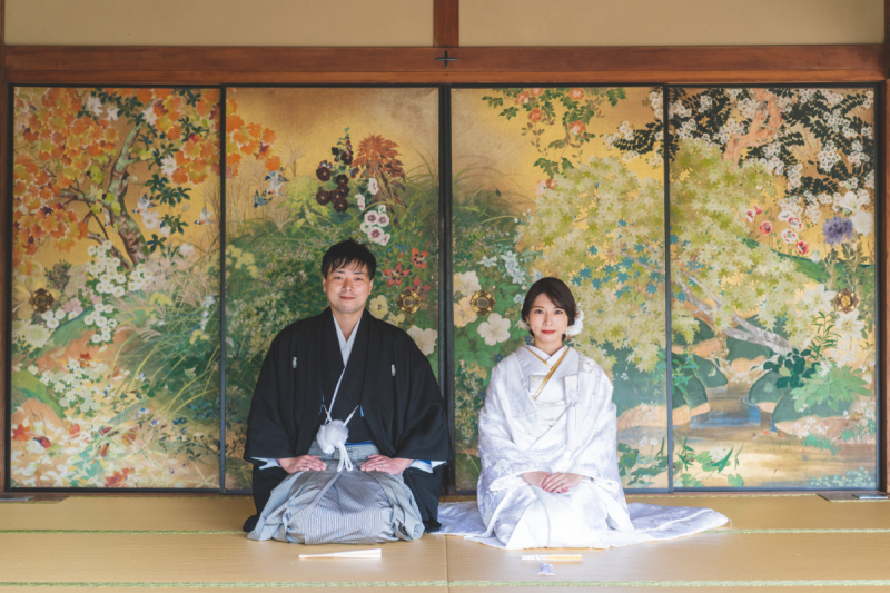 寺院にて和装ロケーションフォト撮影