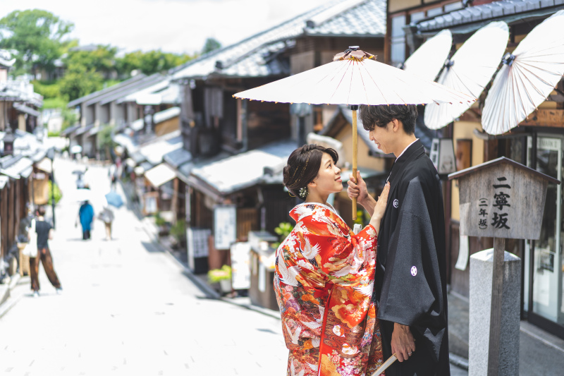 相合傘×見つめ合いショット