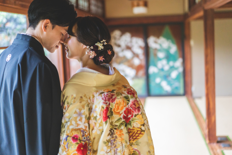 洋装スタジオフォト×和装ロケーションフォト