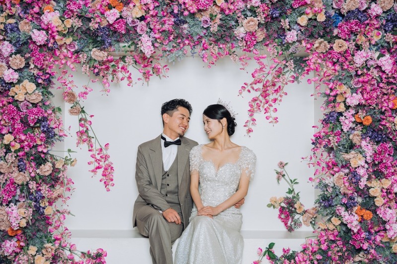 お花に囲まれて