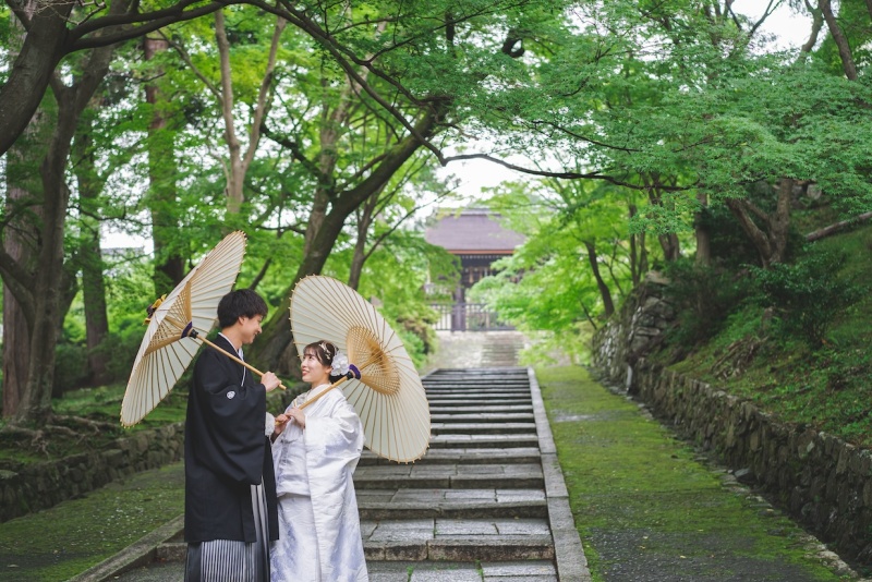 深緑での和傘ショット