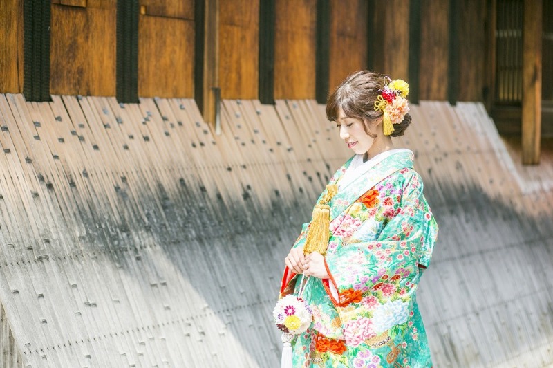 グリーン色打ち掛け