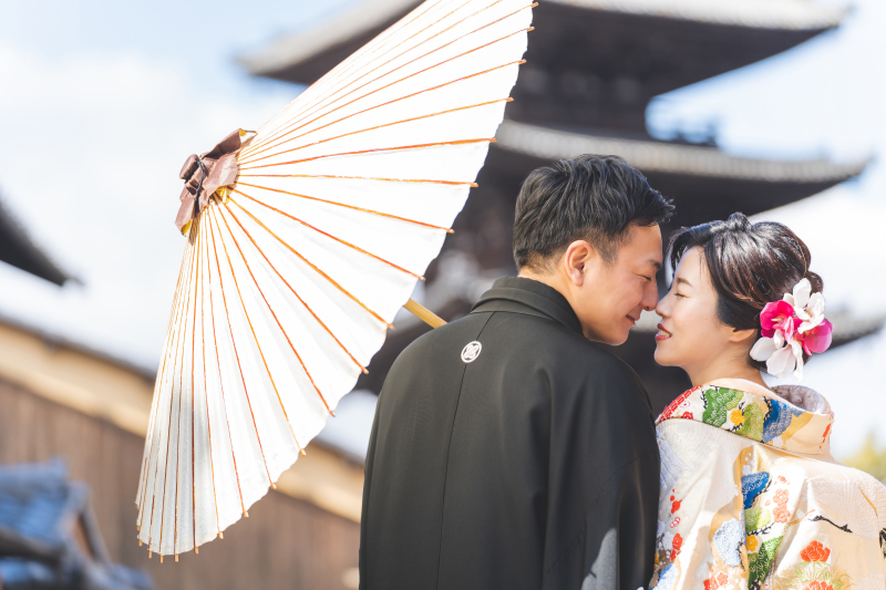 和傘でこっそり♡