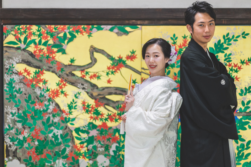 洋装スタジオフォト×和装ロケーションフォト