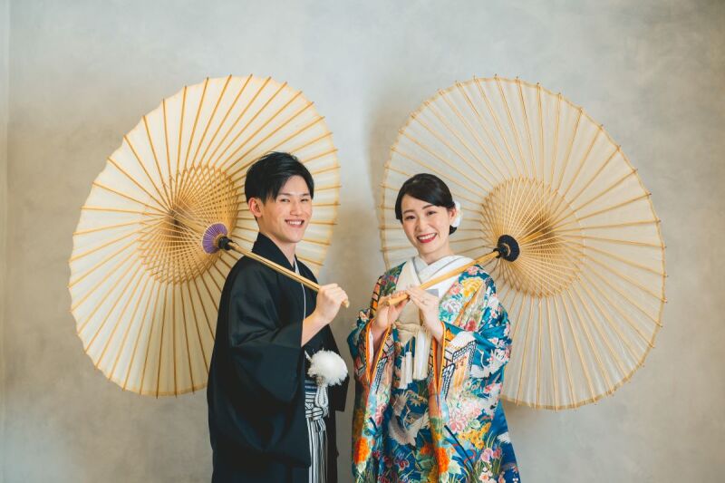 色鮮やかな打掛