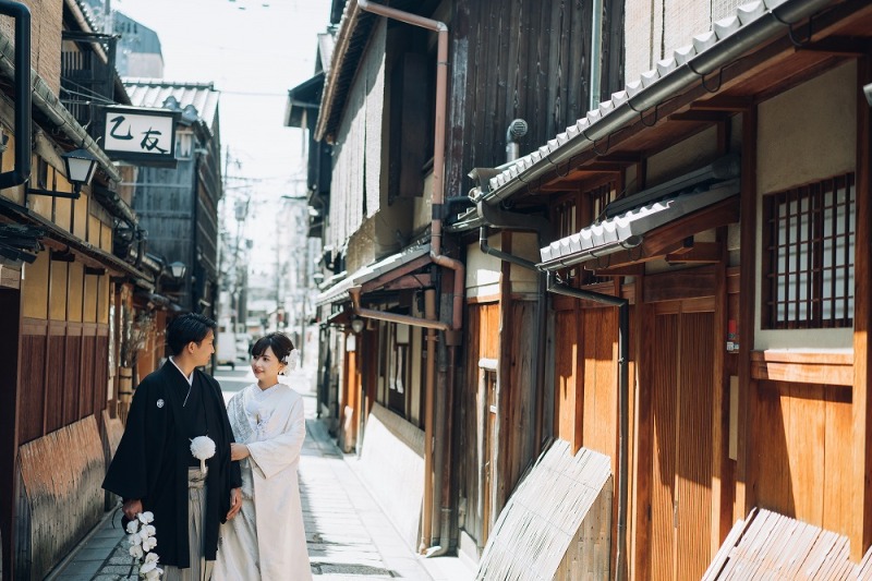 京都の街並みのフォトウェディング