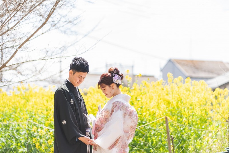 和装ロケーション撮影【菜の花&東山】×洋装スタジオ撮影