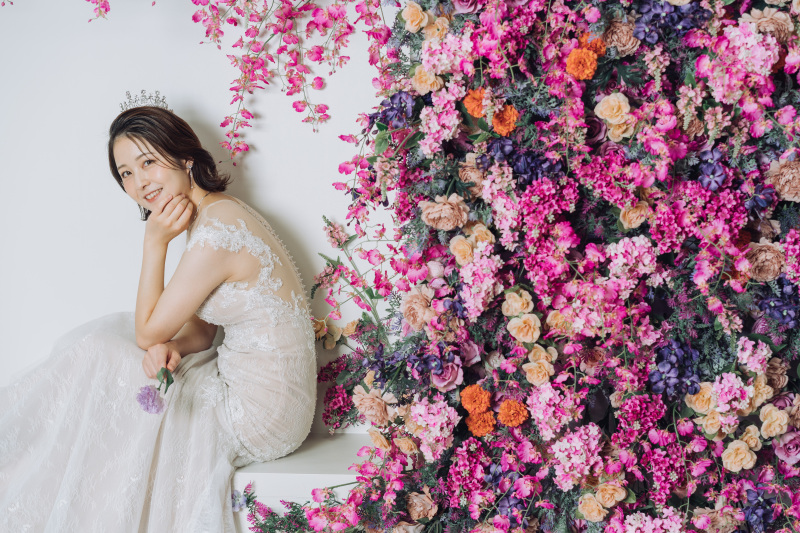 最後はリシアンといえば！フラワーウォールで一枚
