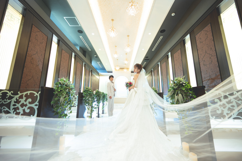 チャペルでの撮影はまるで当日のように