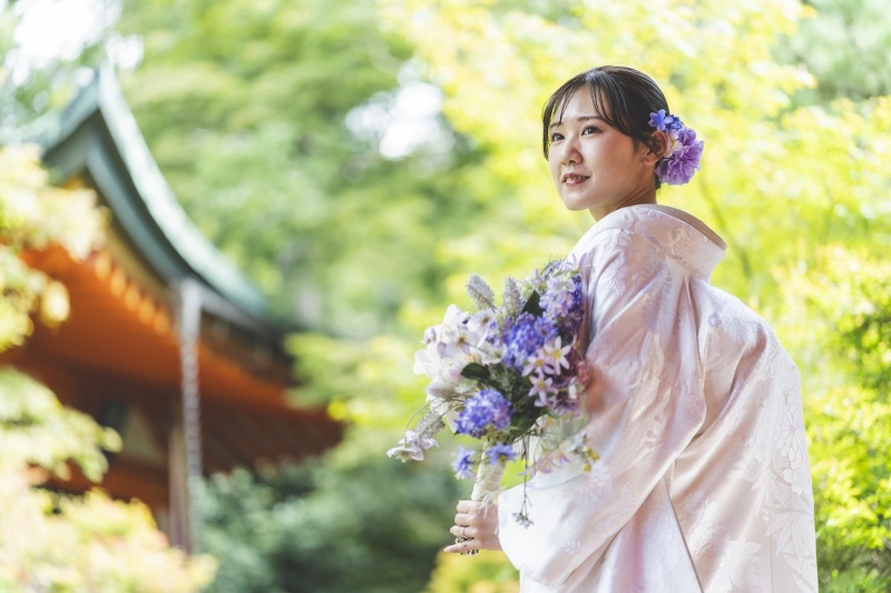 お揃いのブーケと髪飾り