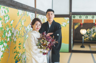 洋装スタジオフォト×和装ロケーションフォト