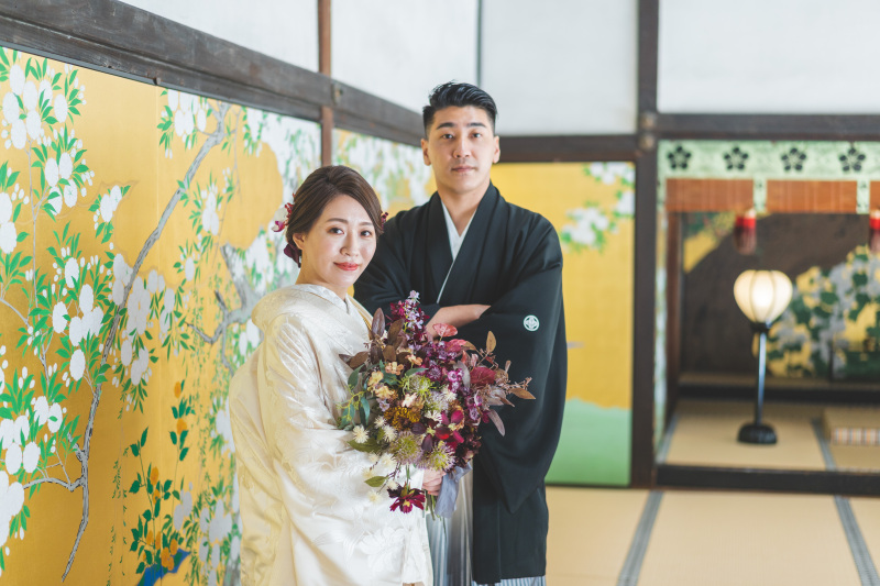 洋装スタジオフォト×和装ロケーションフォト
