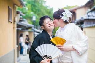 白無垢で八坂撮影