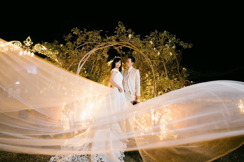 ライトアップされたガーデン撮影