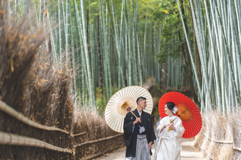 竹林でのウエディングフォト
