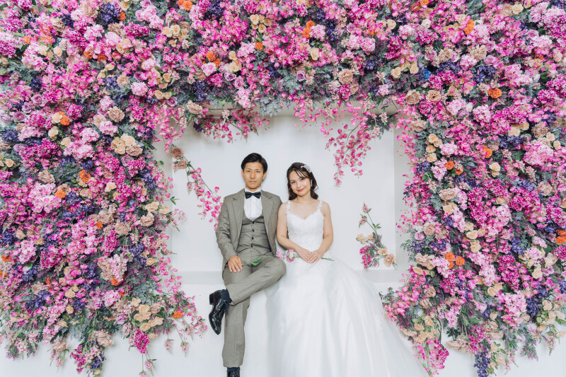 フラワーウォールでのお二人を