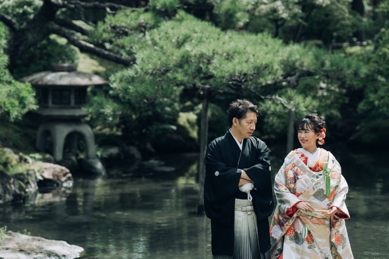 四季折々の色づきが楽しめる日本庭園。