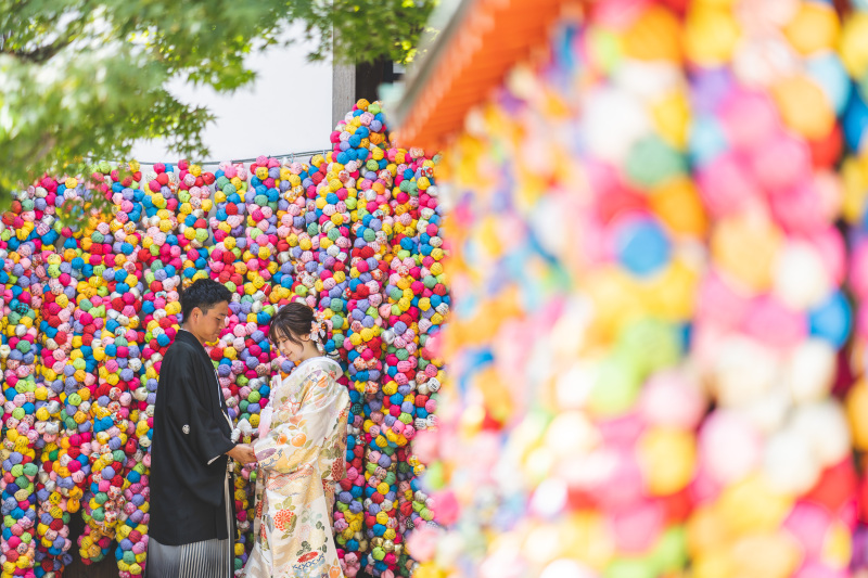 カラフルな映えスポットは色打掛と共に