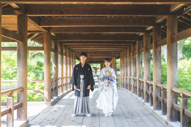 和装の映える木造建築でのフォトウエディング
