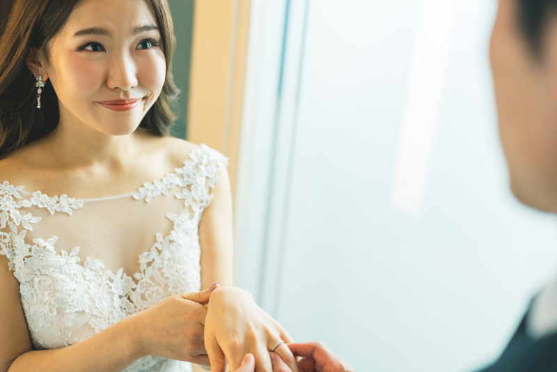 指輪の交換から誓いのキスシーンまで