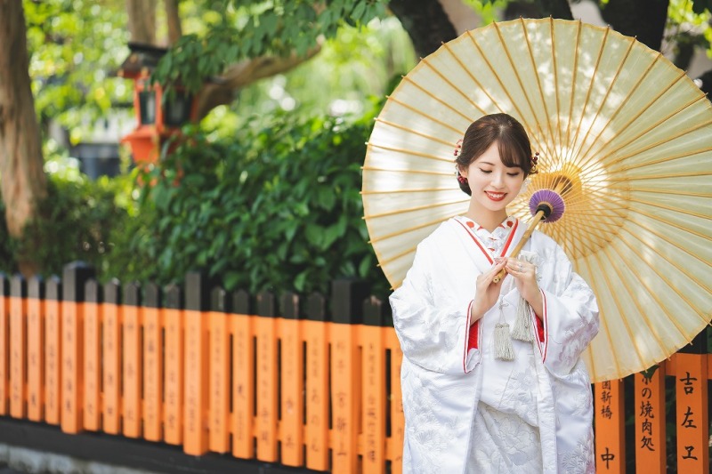 申請料金込み★寺院+京街並み(祇園or東山)《京巡撮影プラン》和装1着2カ所プラン綿帽子ヘッド装花付き