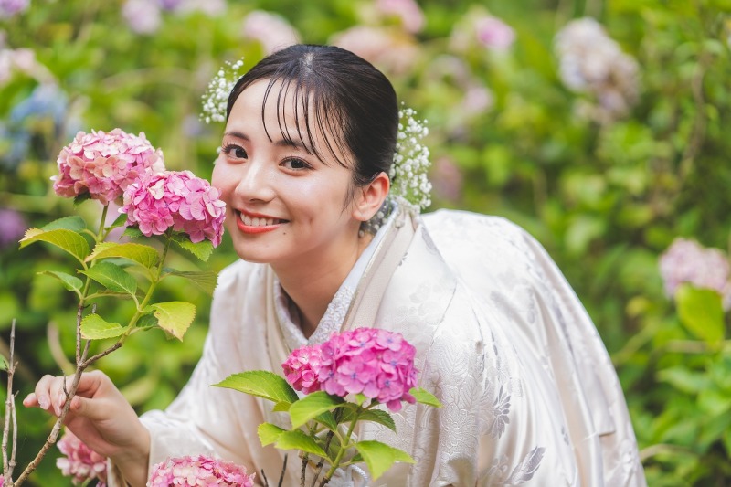【6月7月撮影】紫陽花フォトプラン｜和装1着1ロケーション寺院申請料金付き｜寺院に咲く紫陽花と一緒に撮影ができる