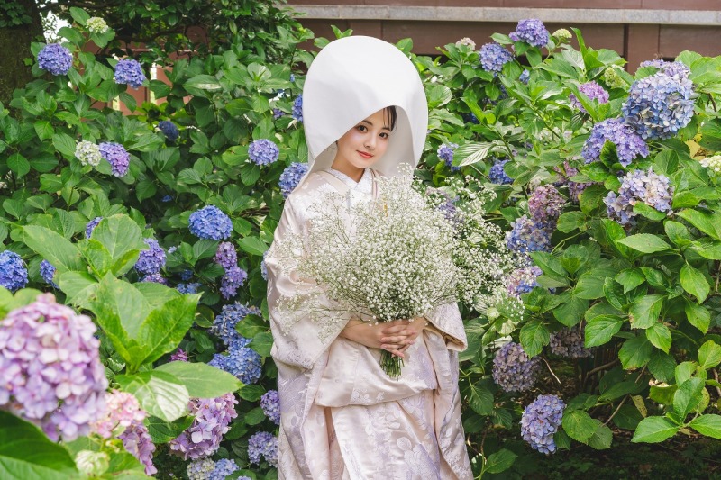 【6月7月撮影】紫陽花フォトプラン｜和装1着1ロケーション寺院申請料金付き｜寺院に咲く紫陽花と一緒に撮影ができる