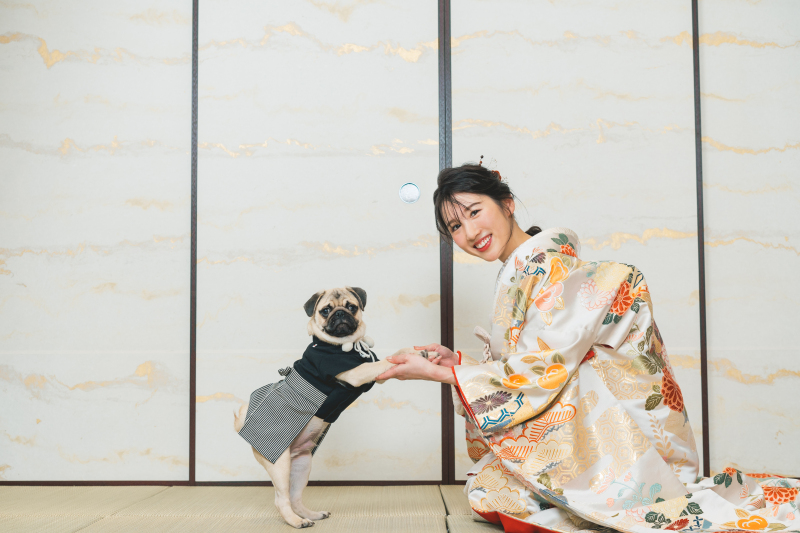 【ペットと撮影】大切なペットと一緒にウエディングフォト《洋装1着or和装1着》ロケーションorスタジオ撮影