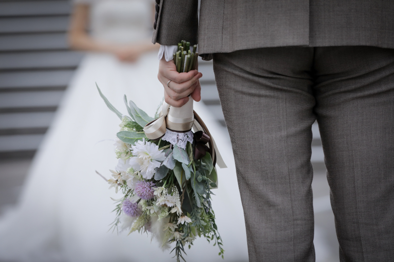 かわいいデザインのブーケを使用して