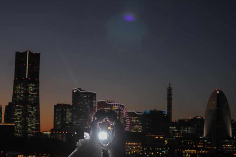 最後には夜景を