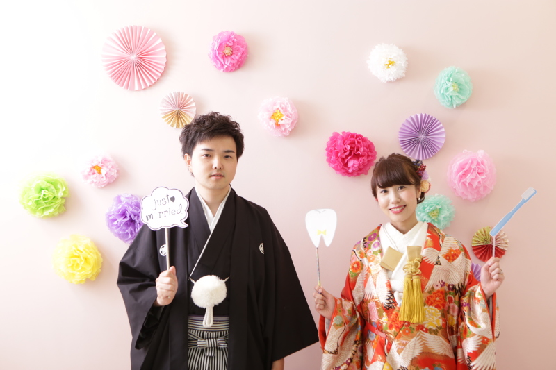 お客様手作りのお花で華やかに楽しく♪