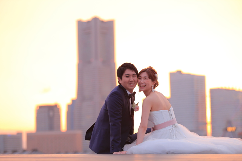 夕日をバックに!